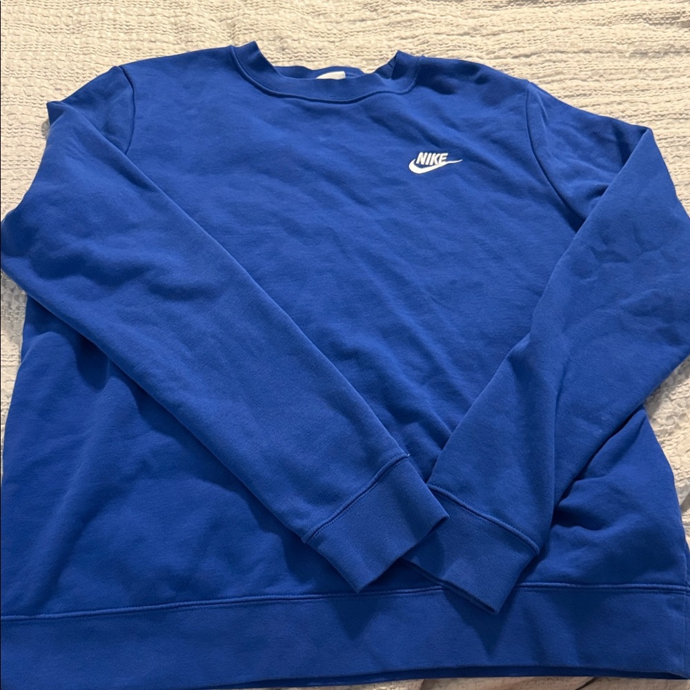 Nike Men’s Blue Crewneck Sweatshirt with White Logo